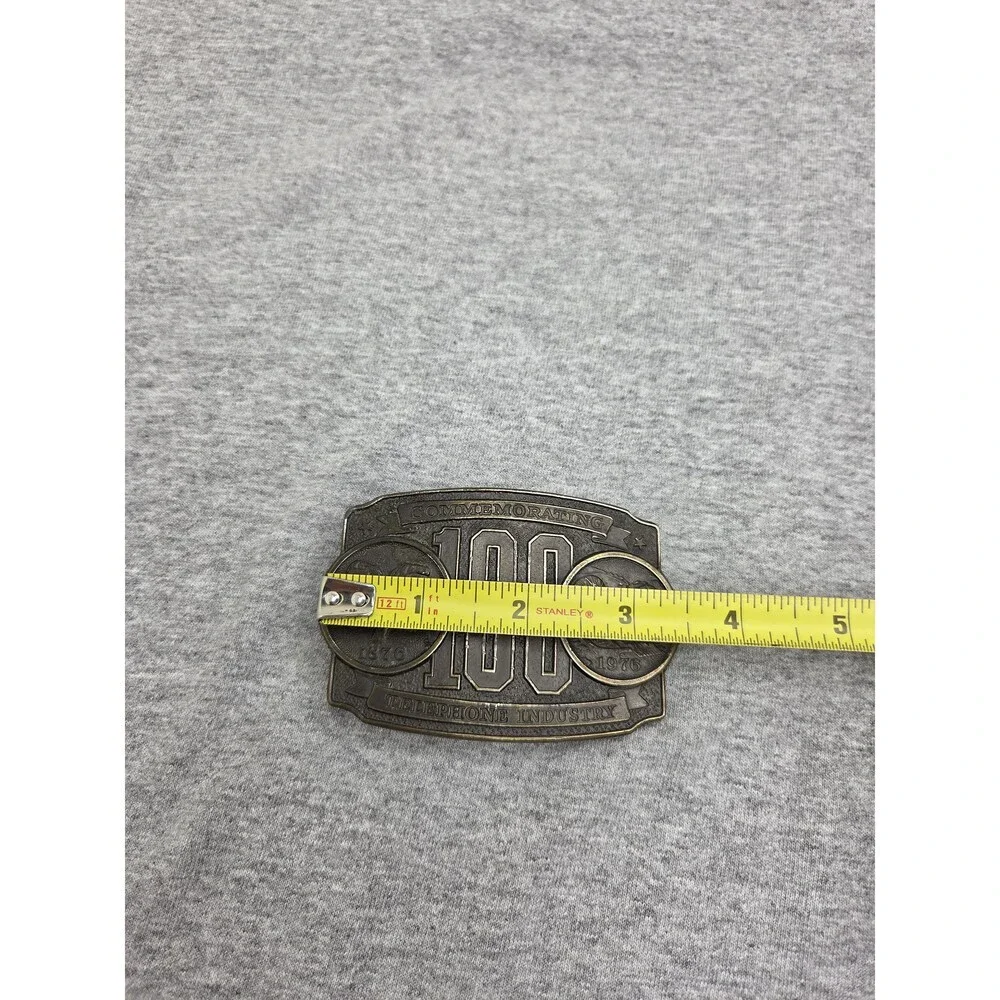 Lewis Telephone Pioneers 100 Years Industry Brass Belt Buckle